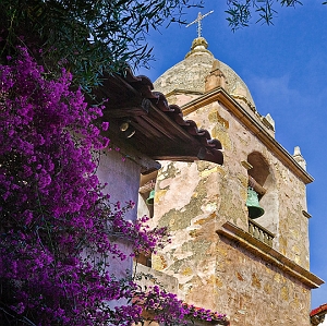THE BELL TOWER WITH BOUGAINVILLEA