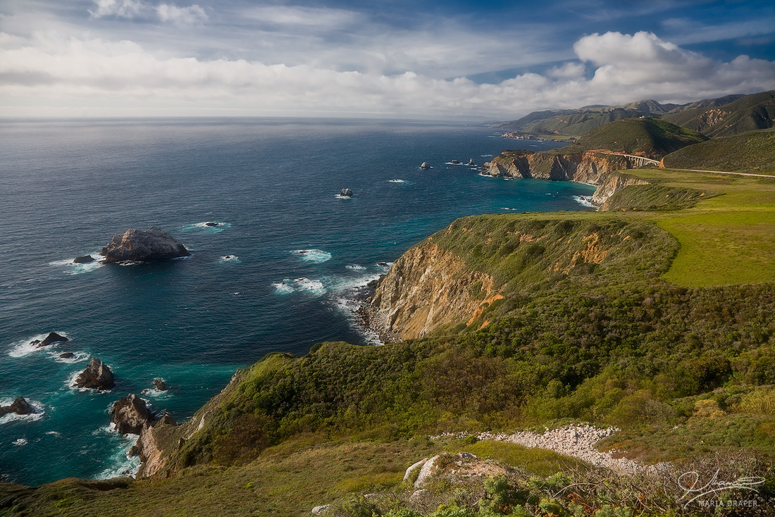 Hurricane Point | This place it's the highest point on Cabrillo Hwy on the Big Sur Coast.  There is a 180 degrees view from this point, but it's usually very windy and that's why it's named “Hurricane Point”.   Bixby Bridge it's visible in the top right hand corner in this image.