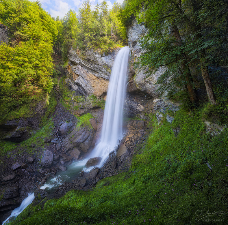Berschner Waterfall | Beautiful waterfall in Switzerland.  I was lucky to visit this place before it closed down permanently a few years ago, due to land slides and broken bridge.
<br>