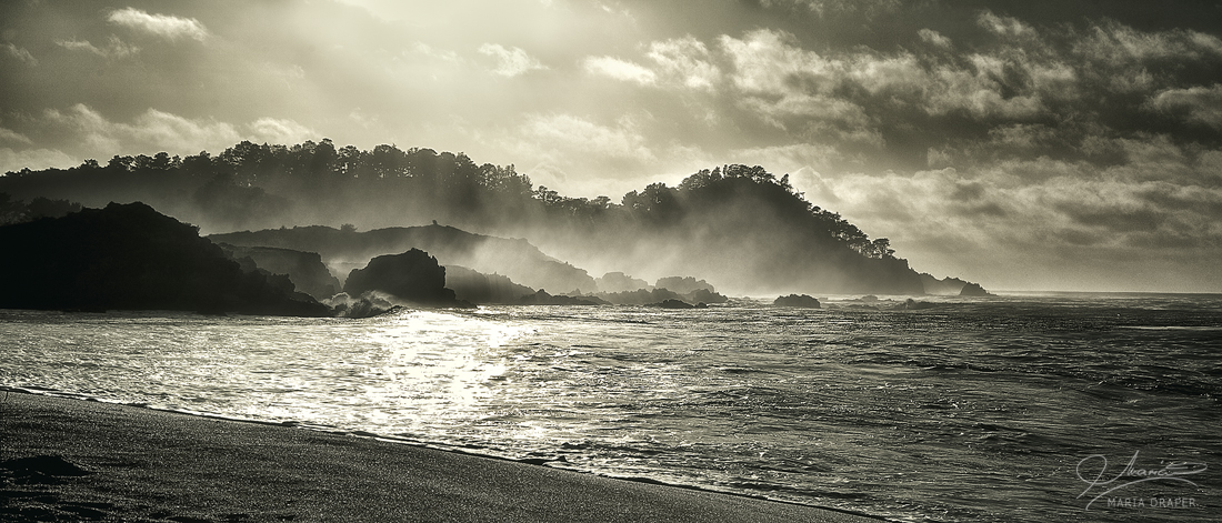 Carmel Monastery Beach | Dramatic waves breaking off the rocks of Point Lobos Peninsula