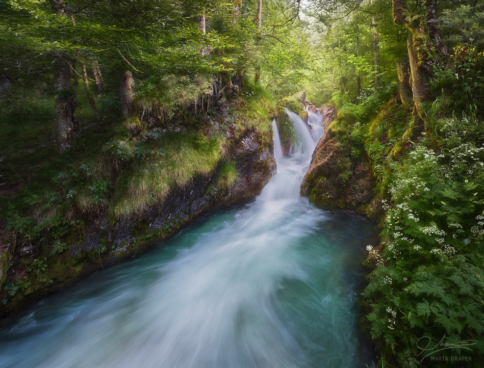 Sagenbach Waterfall | Sagenbach is a small waterfall in a picturesque setting in Bavaria, Germany.  This angle is probably the only angle from which all 3 ramifications of the waterfall can be seen
